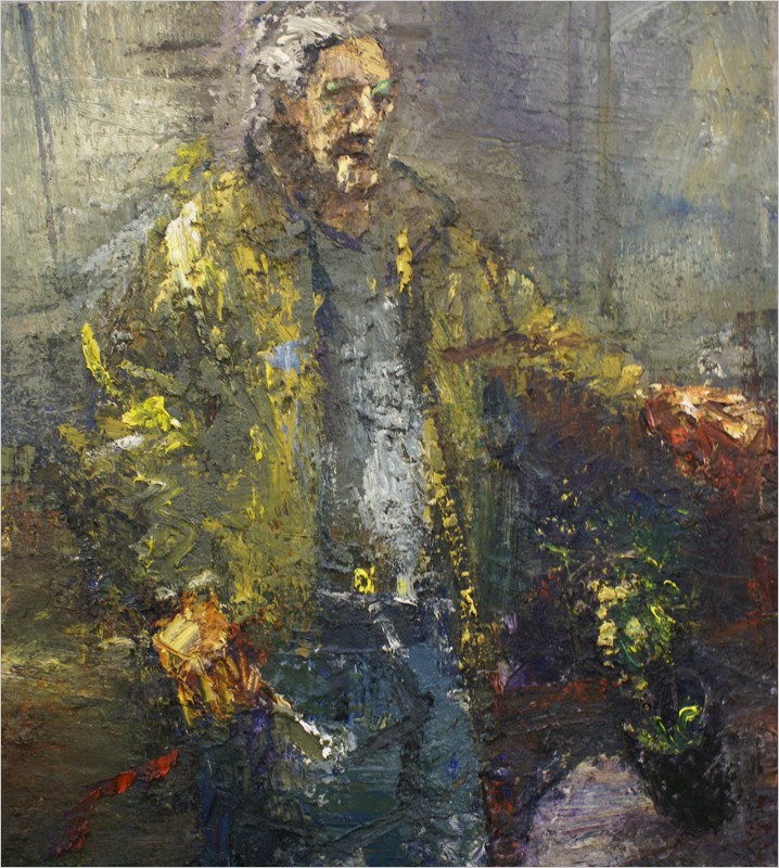 Self portrait- the artist painting flowers with a knife.jpg