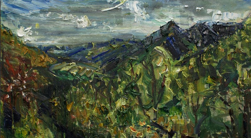 From the terrace at Les Roquettes      oil on canvas     33x61cms      2013.jpg