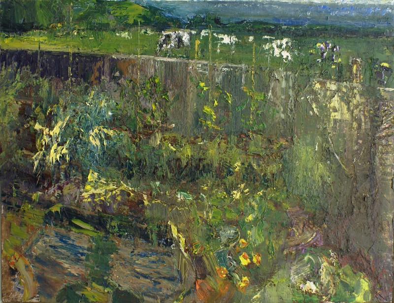 Garden by the ocean with cows   oil on board  94x125cms   2012-13.jpg