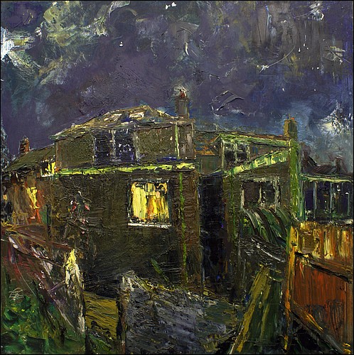 Night painting at the back of the house     oil on board     122x122cmS   2011.jpg